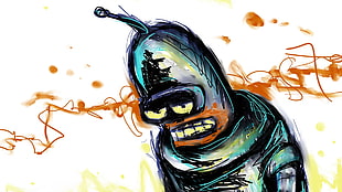 grey robot illustration, Futurama, Bender HD wallpaper