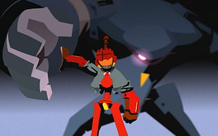 red and black star pendant, FLCL, Canti, anime