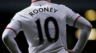 white and black Rooney 10 jersey, Wayne Rooney , Manchester United , soccer, sports