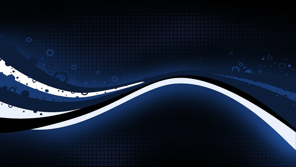 white, black and blue abstract illustration HD wallpaper