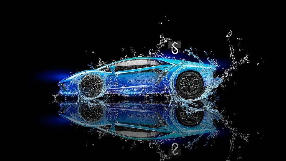 blue coupe clip art, artwork, car, vehicle, Lamborghini Aventador HD wallpaper