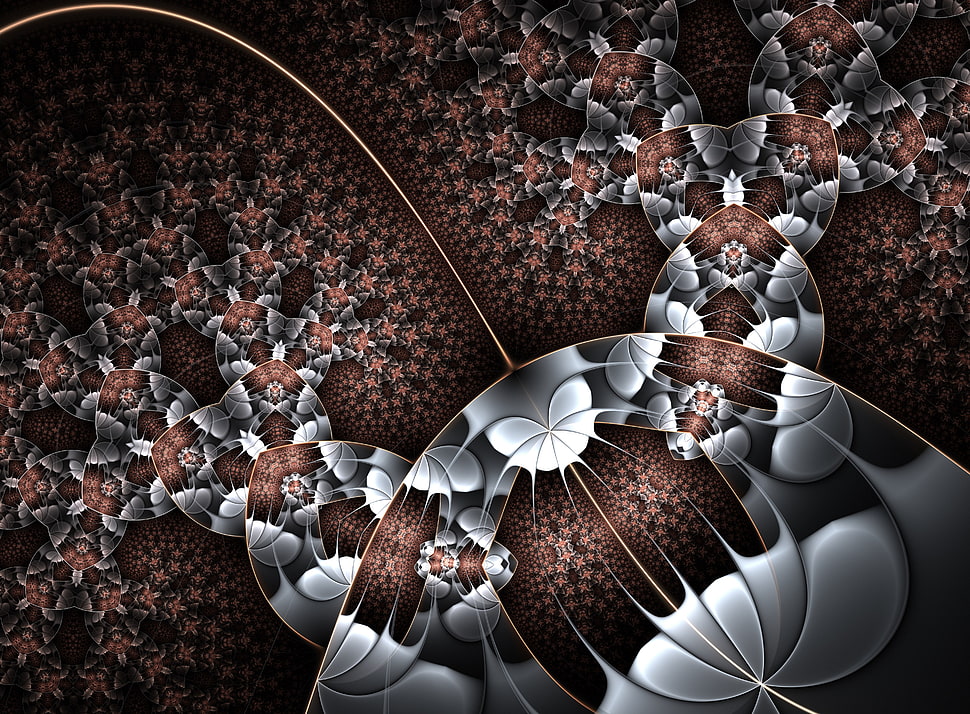 brown and multicolored abstract floral painting HD wallpaper