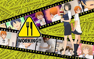 Working anime digital wallpaper