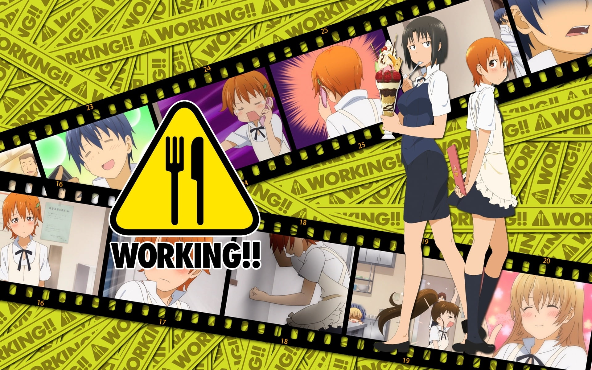 Working anime digital wallpaper