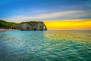 calm sea view of sunset HD wallpaper