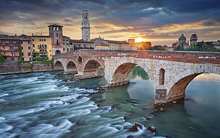 brick bridge digital wallpaper, Verona, Italy HD wallpaper
