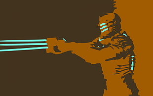 illustration of person holding hand gun HD wallpaper