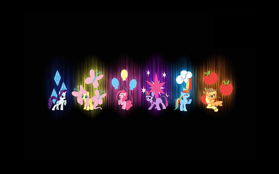 assorted-color My Little Pony stickers HD wallpaper