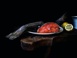 slice fish meat, fish, food, salmon HD wallpaper