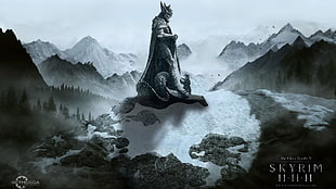 Skyrim game wallpaper, The Elder Scrolls V: Skyrim, Bethesda Softworks, mountains, video games