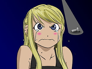 crying woman with blonde hair fictional character wallpaper