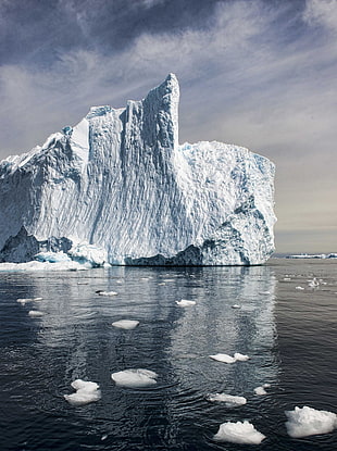 iceberg on body of water under white and gray sky during daytime, antarctica HD wallpaper