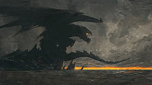 black dragon painting HD wallpaper