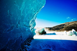 blue rock, nature, landscape, ice, snow