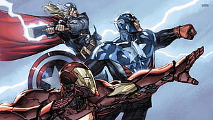Captain America, Thor, and Ironman illustration