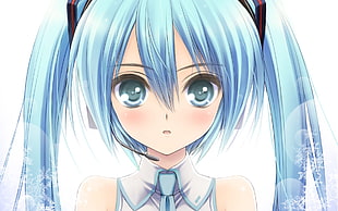 blue hair female anime character