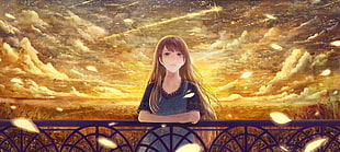 animated illustration of woman with clouds background