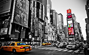 New York Times Square, New York City, cityscape, selective coloring HD wallpaper