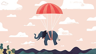 black elephant wearing parachute wallpaper