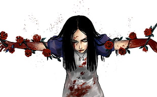 black-haired female anime character illustration, Alice in Wonderland, Alice, Alice: Madness Returns