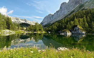 landscape photo of lake and mountains at daytime