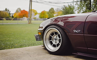 maroon car, car