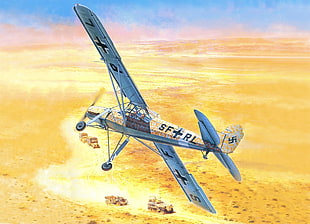 blue fighter plane digital wallpaper, World War II, airplane, aircraft, military