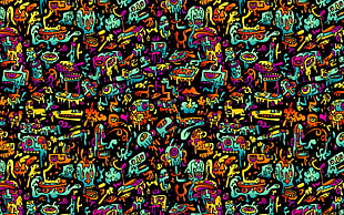 multicolored doodle wallpaper, abstract, colorful