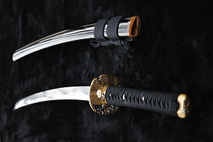 black tsuka tanto with saya, katana, sword, Japan