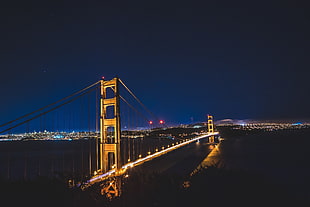 Golden Gate Bridge photo, bridge, night, lights, San Francisco HD wallpaper