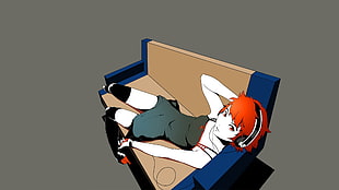 red haired female character illustration