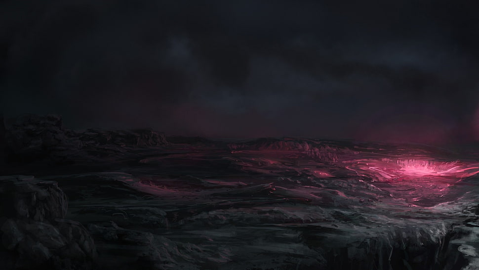 black and gray mountain digital wallpaper, space, planet, shadow HD wallpaper