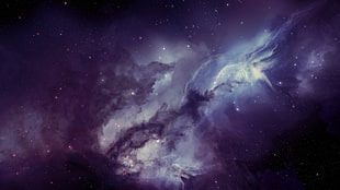 purple, blue, and gray galaxy digital wallpaper, universe, purple