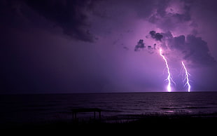 time-lapse photo of lightning, nature, silhouette, night, lightning