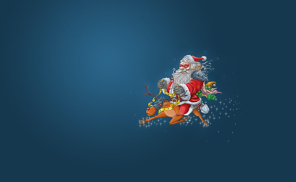 Santa Claus on deer wallpaper HD wallpaper