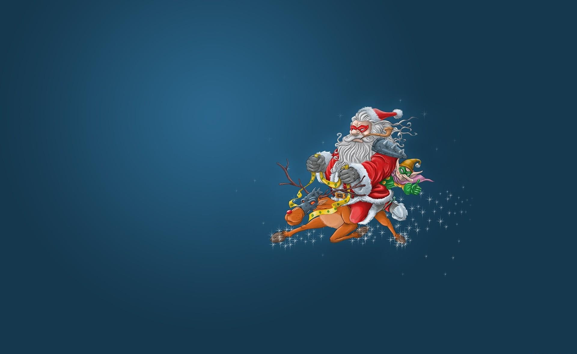 Santa Claus on deer wallpaper