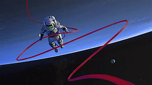 white spacesuit, artwork, digital art, science fiction, space