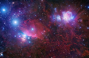 red and blue galaxy wallpaper, space, red, stars, nebula HD wallpaper