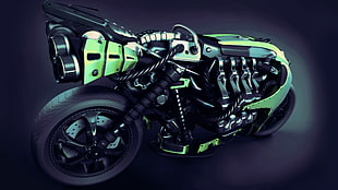 black and green motorcycle, motorcycle