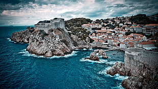 aerial photo of house surrounded by the body of water during daytime, sea, building, bay, Dubrovnik