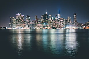 city buildings, city, lights, cityscape, night HD wallpaper