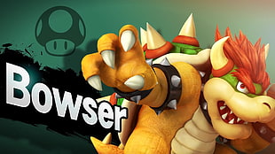 two red and yellow pumpkin decors, Super Smash Brothers, bowser