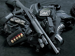 black and gray shotgun, gun, weapon, Benelli M4 Super 90, Benelli M1014