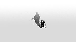 man standing near to wall illustration, minimalism, soldier, old people