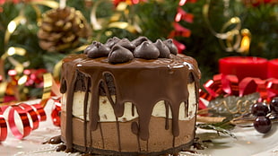 white and brown cake, food, chocolate, dessert, cake