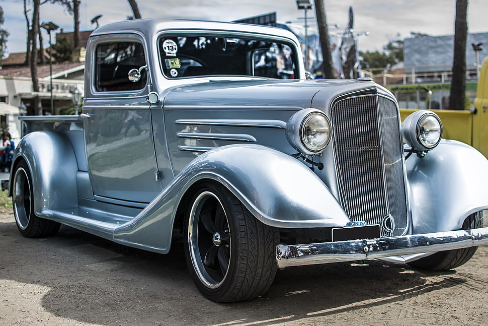 teal single cab pickup truck, car HD wallpaper