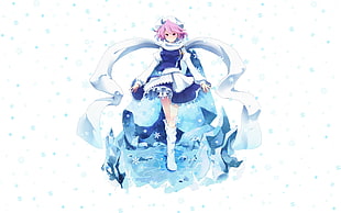 blue and white dressed Anime Character