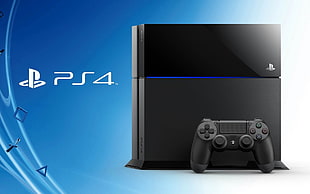 black Sony PS4 with DualShock controller, PlayStation 4