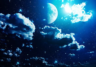 moon wallpaper, Moon, sky, night