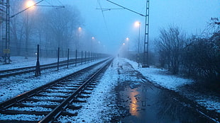 black railway, Hungary, Tiszaluc, morning, railway HD wallpaper
